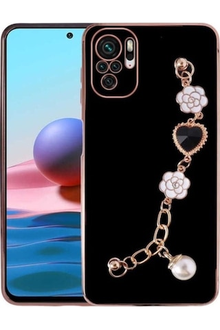 Xiaomi Redmi Note 10 Kılıf El Tutamaçlı Kamera Korumalı Zore Taka Silikon Kapak Siyah