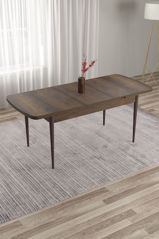 Canisa Tia Serisi 80x132 Açılabilir Mdf Mutfak Masası Barok Desen Masa Masa Barok Ahşap Desen Ayaklar Kahve