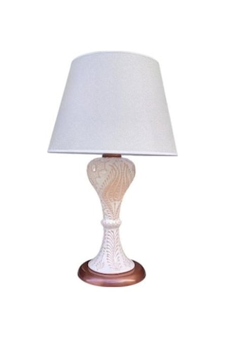 Gordion Abajur Bakır Kaplamalı Krem Çini Krem Şapka Beyaz