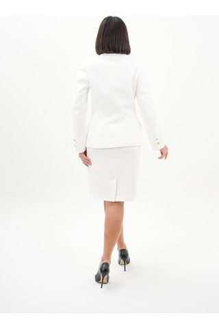 Velnara Moda Kırık Beyaz Modern Klasik Kadın Takım Elbise - Düğme Detaylı Ceket & Astarlı Kalem Etek Kırık Beyaz - 942457488 Kırık Beyaz