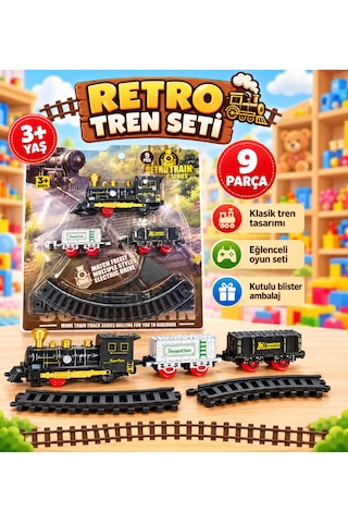 Klasik Pilli 9 Parça Tren Locomotıve Konteyner Ve Transport Vagonlu Oyuncak Seti