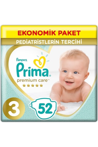 Prima Bebek Bezi Premium Care 3 Beden Ekonomik Paket 52 Adet
