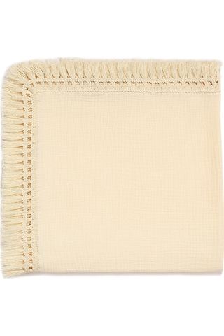 Neevoyu Bebek Muslin Battaniye, Yeni Doğan Sarma Örtüsü, Tassel Detaylı, 80x65cm, Bej Rengi, Nemli Ve Yumuşak Kumaş Bej