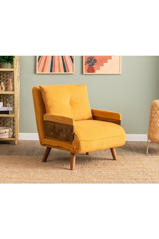 Pafu Cosmo Tekli Katlanır Yataklı Koltuk - Bohem Hardal Hardal