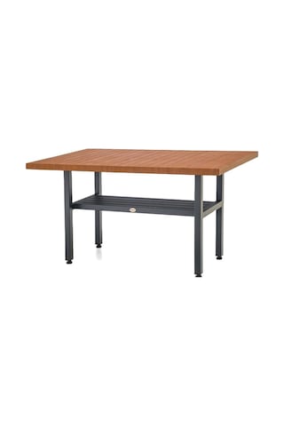 Çamlıca Masalar Alüminyum Bahçe Balkon Mutfak Masası 100x200 - Alt Tablalı Kahverengi