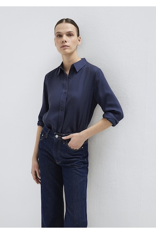 Mavi - Lacivert Tencel Liyosel Gömlek 1211506-70487 Lacivert