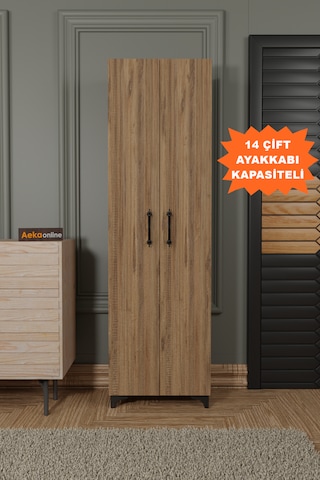 Ae-3085 Selen Atlantik Çam Ayakkabılık, 7 Raflı, Ayaklı, 2 Kapakl Atlantik Çam