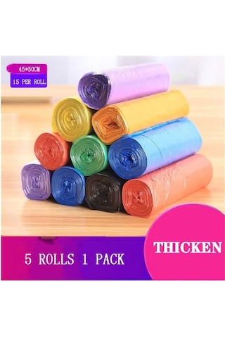 Springsun "5 Rulo 100 Adet Çöp Poşeti - Dayanıklı, Kokusuz, 45x50cm Siyah Mutfak Çöp Torbaları"