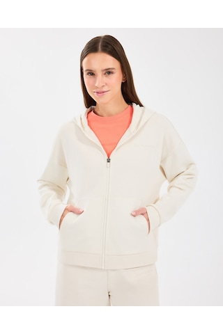 Skechers W Essential Full Zip Sweatshirt Kadın Offwhite Sweatshirt S242117-102 Beyaz