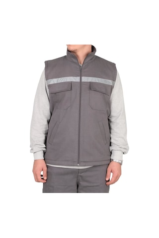 Gabardin Gri Yelek Gri