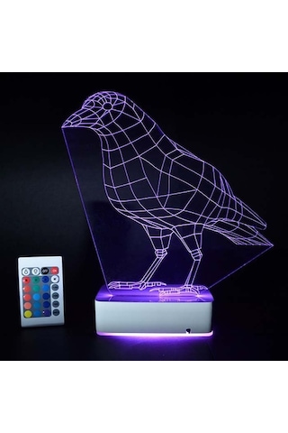 Özel Tasarım Karga 3D Led Lamba