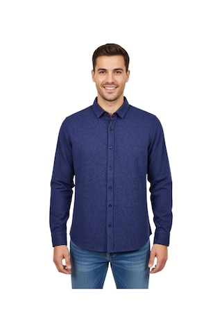 Raymons Erkek Spor Silim Fit Dokuma Gömlek Bgl-st04946 Indigo