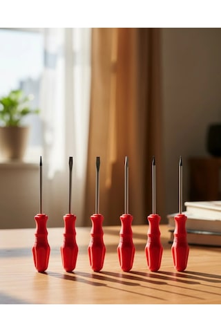 Düz Yıldız Başlıklı 7li Tornavida Seti Ergonomik Tutma