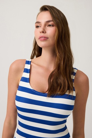 Los Ojos Lacivert U Yaka Spor Mayo Sporty One Piece Lacivert-beyaz Lacivert-beyaz