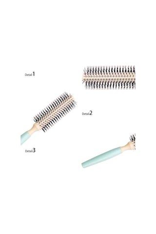Koodmax İki Renkli Saç Şekillendirici Fön Fırçası - Saç Düzleştirici Tarak - Yeşil Sap - Krem Fırça