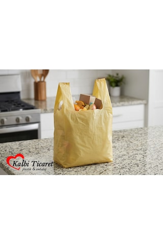 Kalın Sarı Poşet Büyük Boy 1 Kg Market Manav Poşeti 30x60 Cm Çöp Poşeti Atlet Poşet