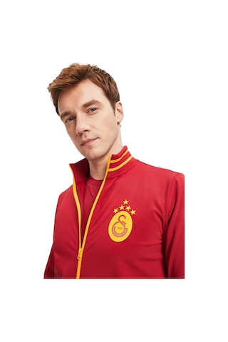 Galatasaray Orijinal Lisanslı Dik Yaka 5 Yıldızlı Fermuarlı Erkek Sweat Kırmızı