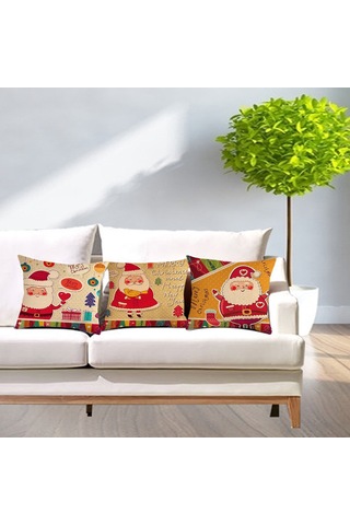 Qingmipy Noel Santa Desenli Kanvas Yastık Kılıfı - Ev Dekorasyonu Için Konforlu, Nefes Alıcı Keten Malzeme - Yastık İçini Dahil Etmez Model 9 Diğer