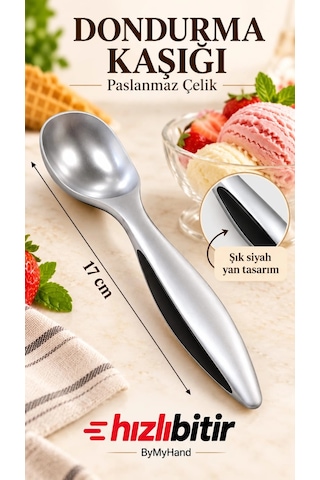 Bymyhand Paslanmaz Çelik Dondurma Kaşığı 17 Cm Metalik