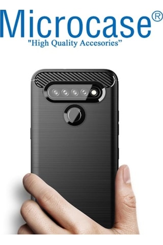 Microcase LG Uyumlu K41S Brushed Carbon Fiber Silikon Kilif - Siyah 469262460