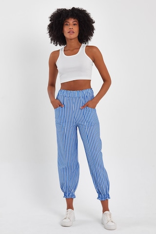 Alexander Gardi Alexandergardı Paçası Büzgülü Jogger Pantolon B23-0065 Beyaz - Mavi