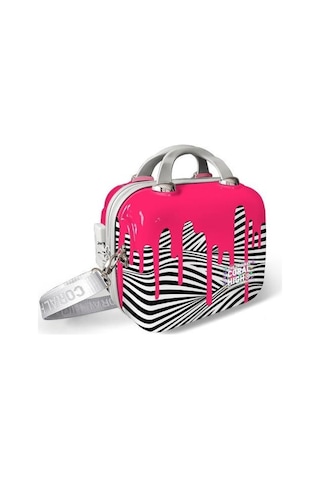 Coral High Pembe Siyah Beyaz Desenli Omuz Askılı Pc Makyaj Çantası 16902