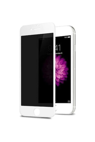 İphone 7 Plus / 8 Plus - Beyaz - Uyumlu Privacy Hayalet Temperli Cam Ekran Koruyucu - Anti Static Hd