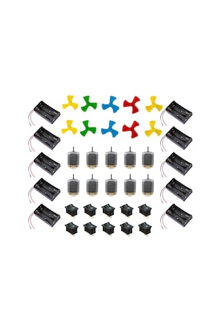 Motor Pervane Set 10 Lu Motor Pervane 2li Pil Yuvası On-off Anahtar