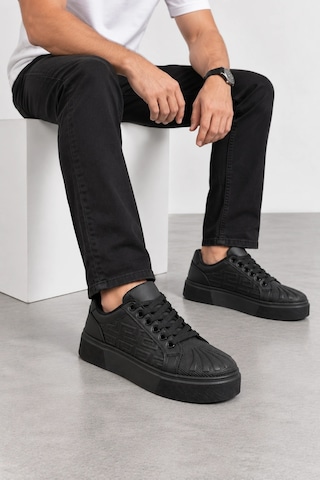 Ht Hotin Astrum Erkek Bağcıklı Günlük Sneaker Spor Ayakkabı - Siyah
