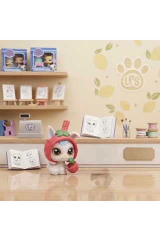 3 Parça Minişler Pet Shop Işıklı Toplu Kutulu Tekli Oyuncak Figürü - Çilek Şapkalı Tavşan