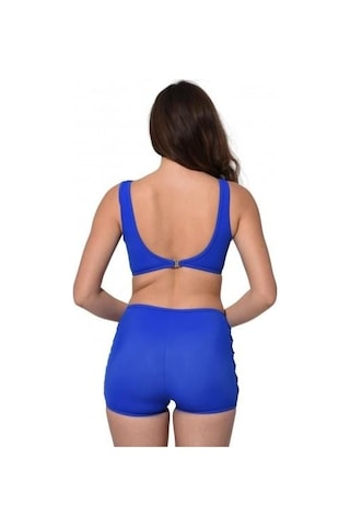 Markahit Argisa Tüllü Detaylı Şortlu Bikini Saks