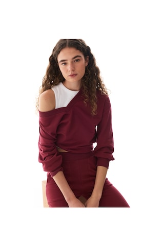 Penti Bordo Geniş V Yaka Uzun Kollu Sweatshirt