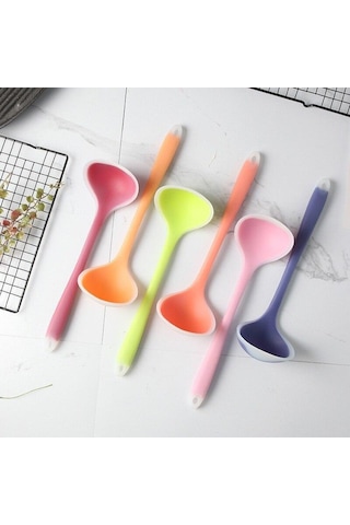Kırmızı Jankng 1 Adet Uzun Saplı Kaşık Seti Silikon Çorba Kaşığı Mutfak Yapışmaz Büyük Gıda Kaşık Pota Ev Fda Pişirme Gereçleri Aracı
