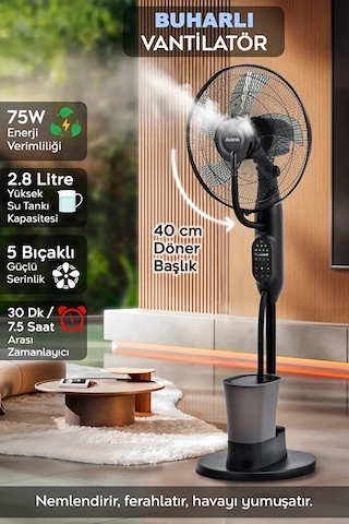 Uzaktan Kumandalı Buzlu Vantilatör Buharlı 3l Nemlendirici Fan Za