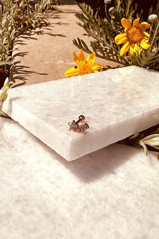 Star Sıra Yıldız Samanyolu Tasarım Zirkon Taşlı Şık Rose Gold Renk Çelik Piercing Tragus Helix