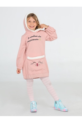 Somon Yumoş Prenses Hoodie Elbise-somon Somon