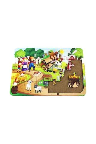 Ahşap Çiftlik Puzzle - Bebekleri İçin Puzzle - Ahşap Yapboz Oyuncak - Oyuncak Yap-boz - 24 Parça Puz 1 Adet