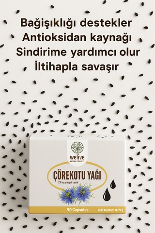 Çörekotu Yağı 90 Kapsül Soğuk Sıkım, %100 Doğal,