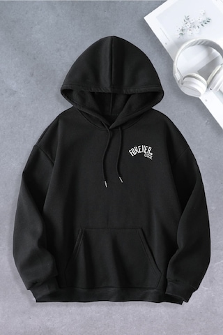 Ciel Lune Nevermind Unisex Kadın Erkek Forever Cool Oversize Sweatshirt Siyah Siyah