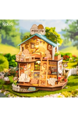 Rolife Dg169 Yavru Köpeğin Sevimli Evi Puppy's Cozy Villa Dıy Minyatür Maket Modelset Mini Dollhouse 3d Model Kit Detaylı Dekoratif Hobi Seti 3d Puzzle Tiny House