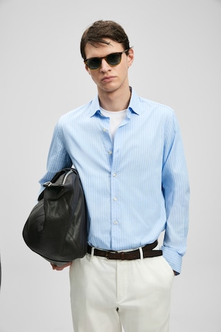 Lufian Frederıc Erkek Basic Gömlek Regular Fit Mavi Mavi 111010674100300