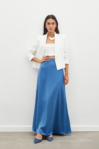 Sateen Uzun Saten Etek - İndigo