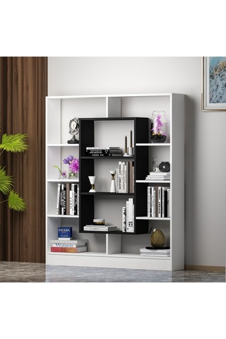Venüs Kitaplık - Parlak Beyaz / Siyah