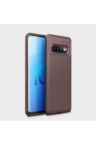 Samsung Galaxy Uyumlu S10 Kılıf Karbon Silikon Case