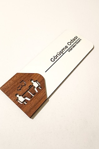 Görüşme Odası Kapı Tabelası Mdf Ofis Yönlendirme Levhası 19x7 Cm