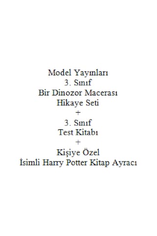 3. Sınıf Hikaye Kitabı Seti Model Yayınları Bir Dinozor Macerası + 3. Sınıf Test Kitabı + Kişiye Özel İsimli Harry Potter Kitap Ayracı