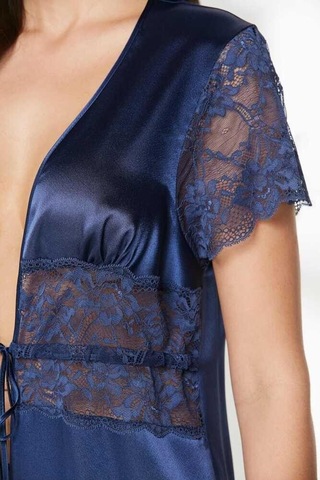 Pierre Cardin Saten Dantelli Midi Sabahlık 1020 Laci Çok Renkli
