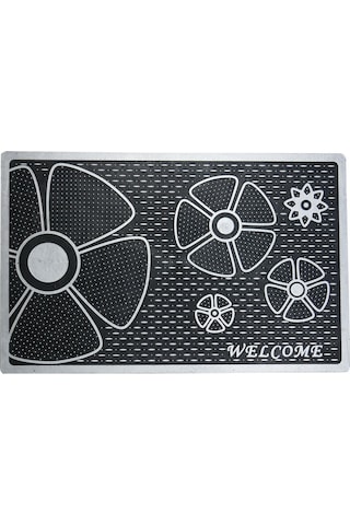 Welcome Yazılı Çiçek Desenli Kauçuk Kapı Önü Paspası (507916852)