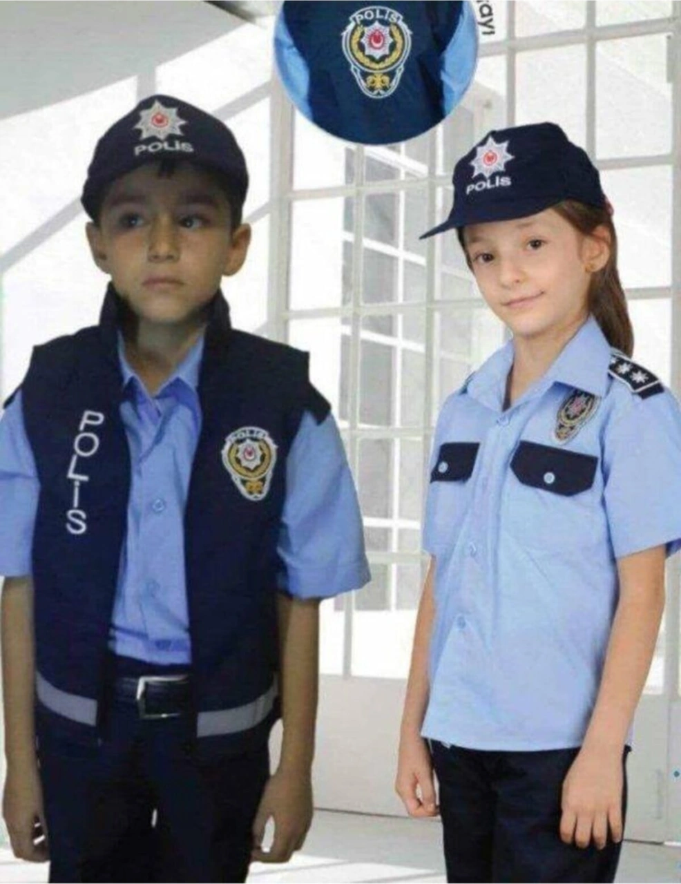 Marka Çocuk Polis Kıyafeti Yelekli 4 Parça 2-10 Yaş Çocuk Polis Kostüm Lacivert