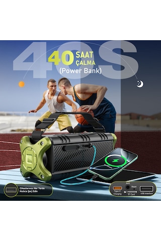 W-kıng D8-1 Bluetooth Hoparlör, 90w Ultra Bass Boombox, 40 Saat Çalma Süresi, Ipx6 Suya Dayanıklı, K